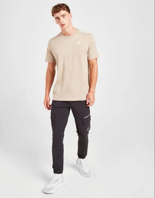 Adidas Mens Badge Of Sport 3-Stripes T-Shirt - Beige