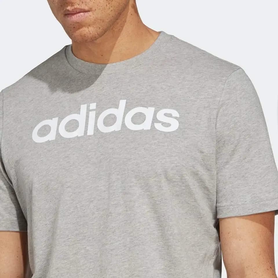 Adidas Essentials Linear Embroidered Logo Tee - Gray