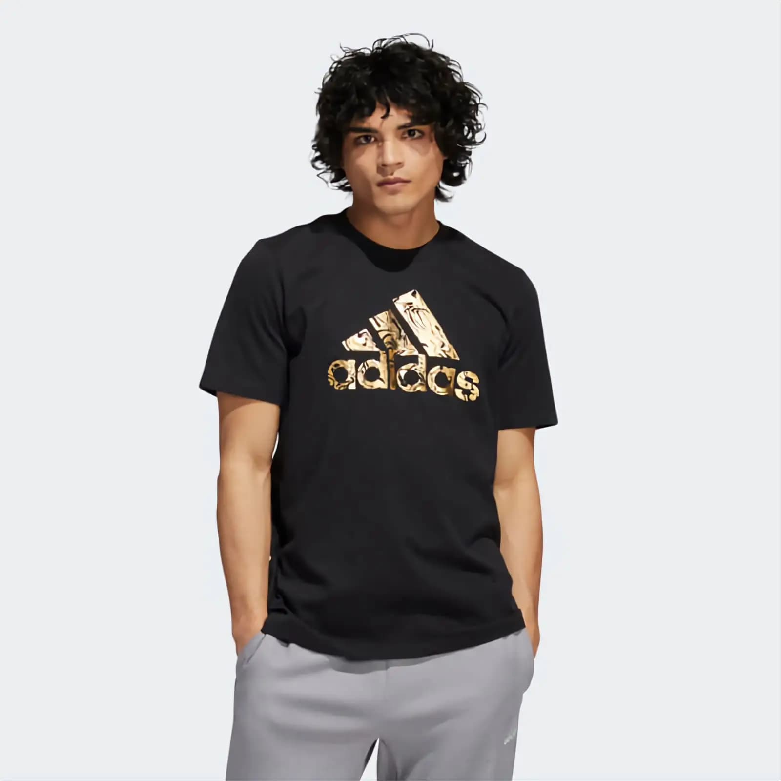 Adidas Gold Liquid Foil Black Tee Shirt