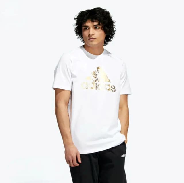 Adidas Gold Liquid Foil White Tee Shirt
