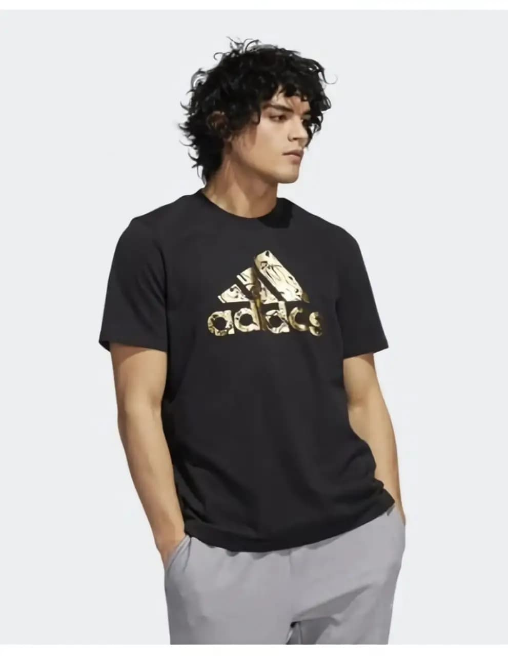 Adidas Gold Liquid Foil Black Tee Shirt