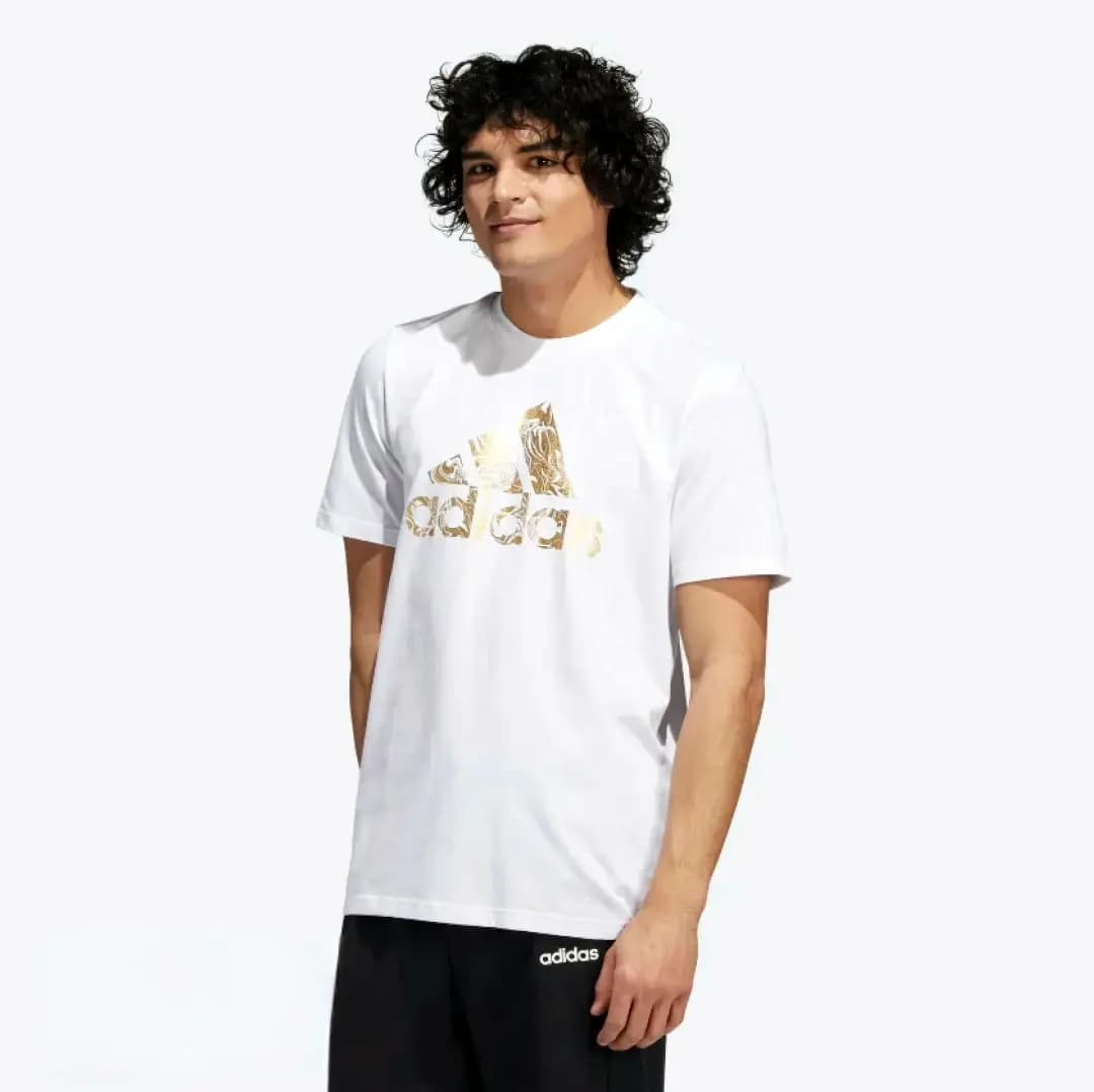 Adidas Gold Liquid Foil White Tee Shirt