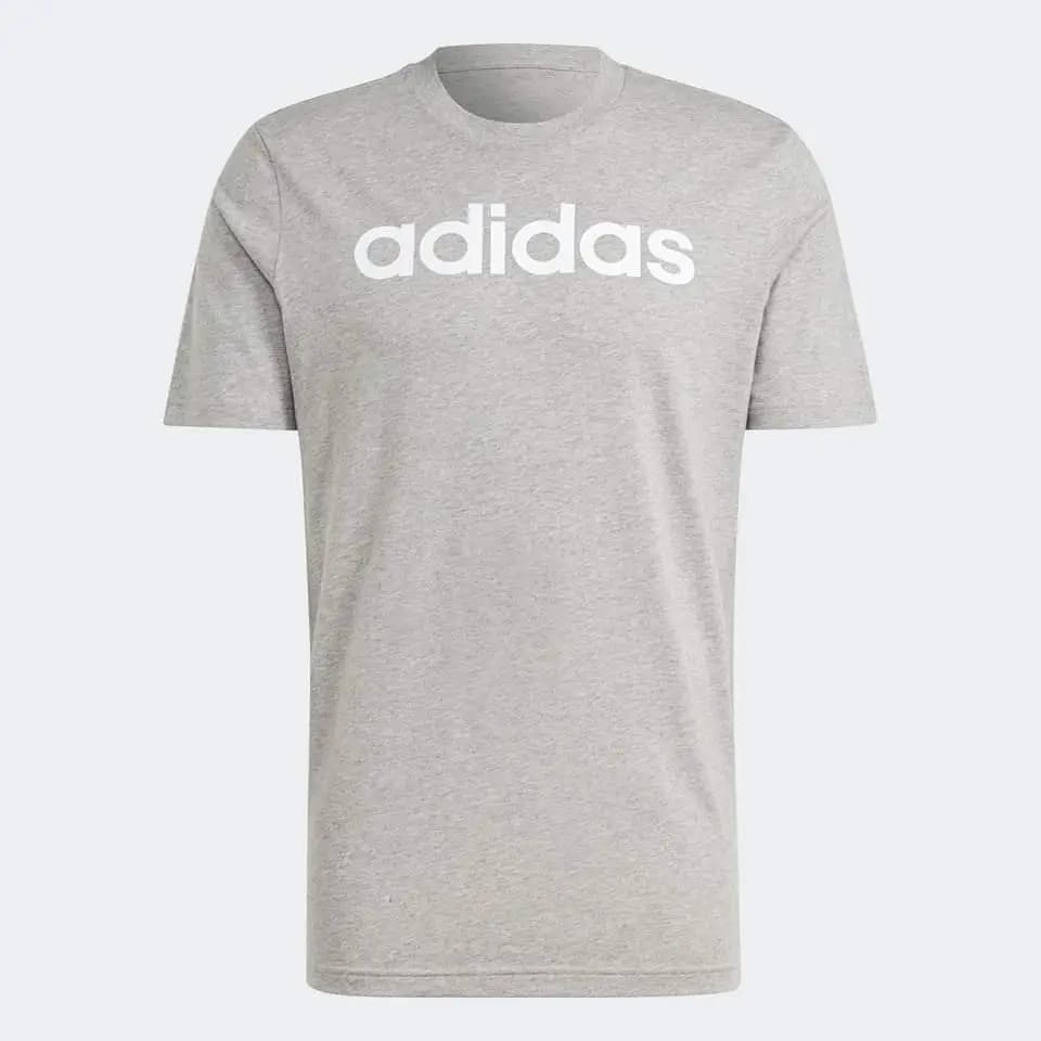Adidas Essentials Linear Embroidered Logo Tee - Gray