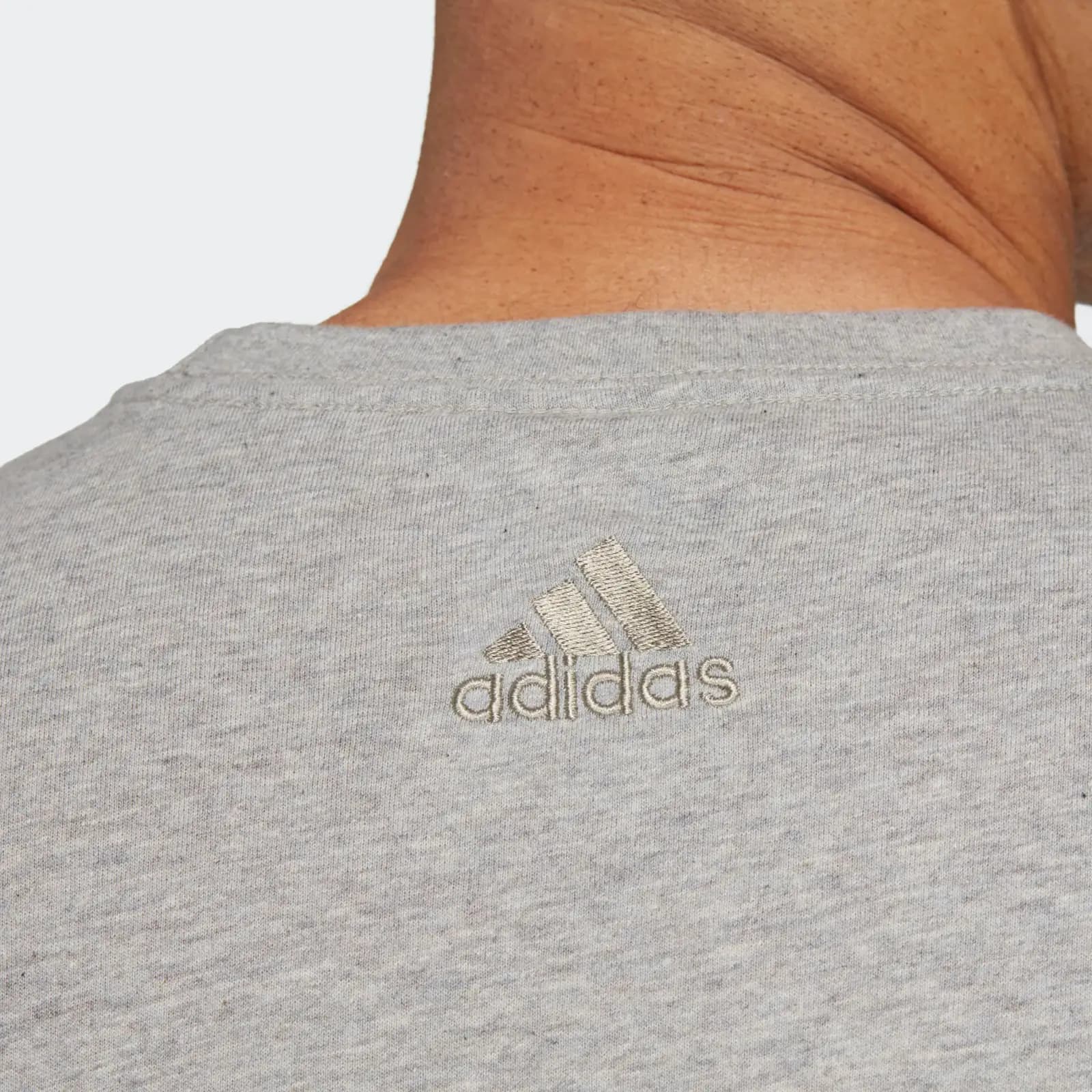 Adidas Essentials Linear Embroidered Logo Tee - Gray