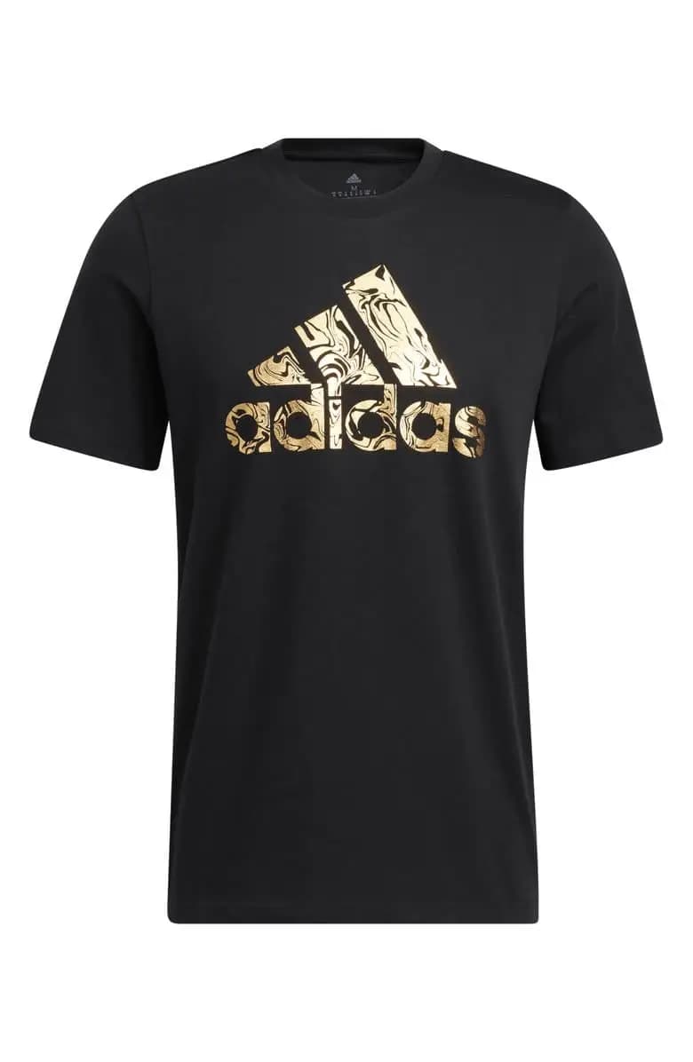 Adidas Gold Liquid Foil Black Tee Shirt